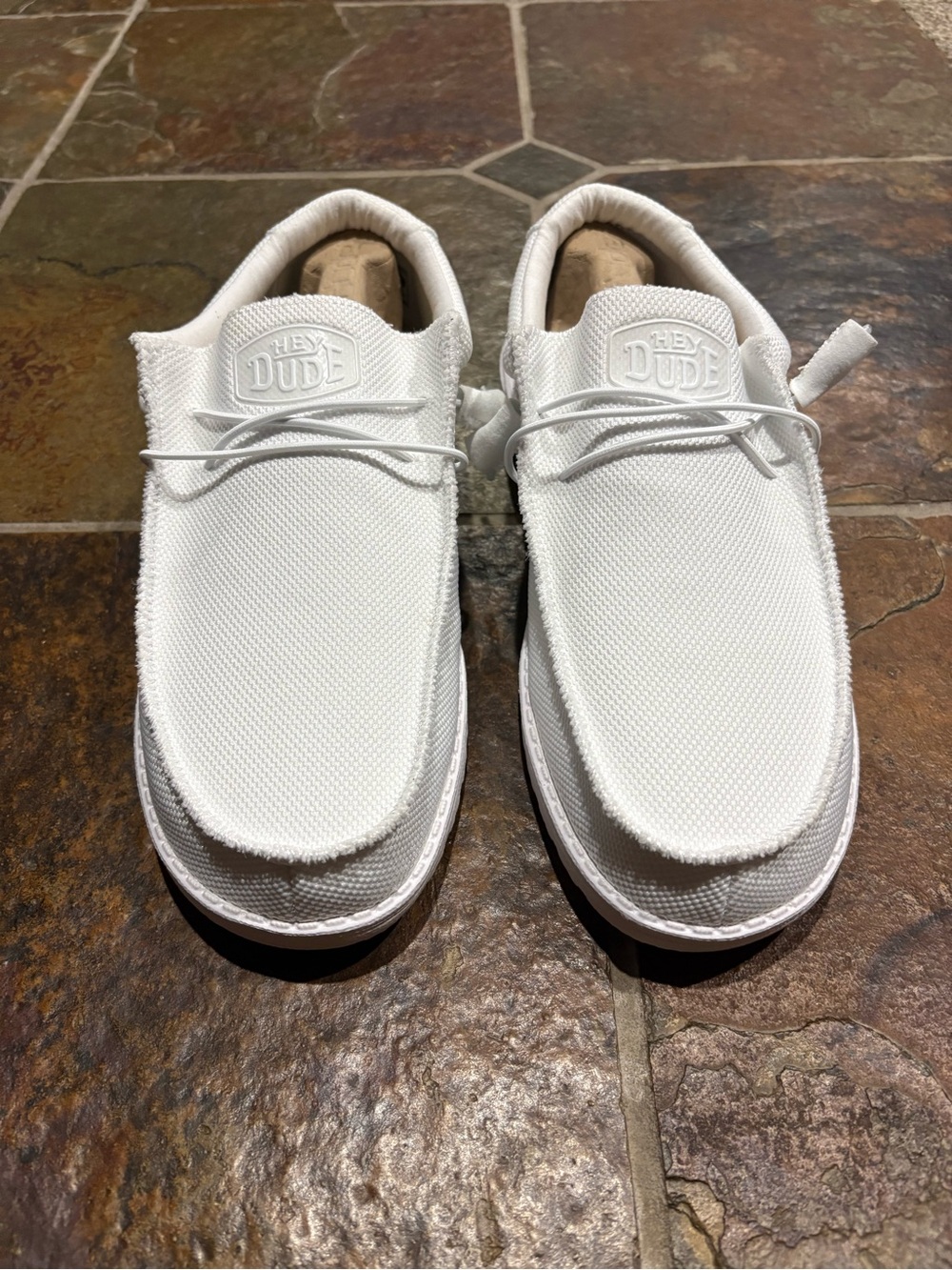 Hey Dude White Canvas Slip-On Loafers